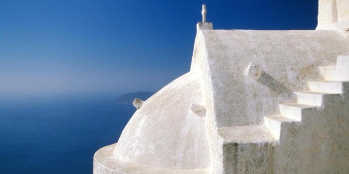 Cyclades, Anafi Panagia Kalamiotissa church, sea