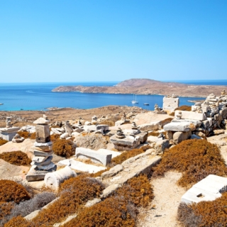 The historical acropolis of Delos and old ruin site