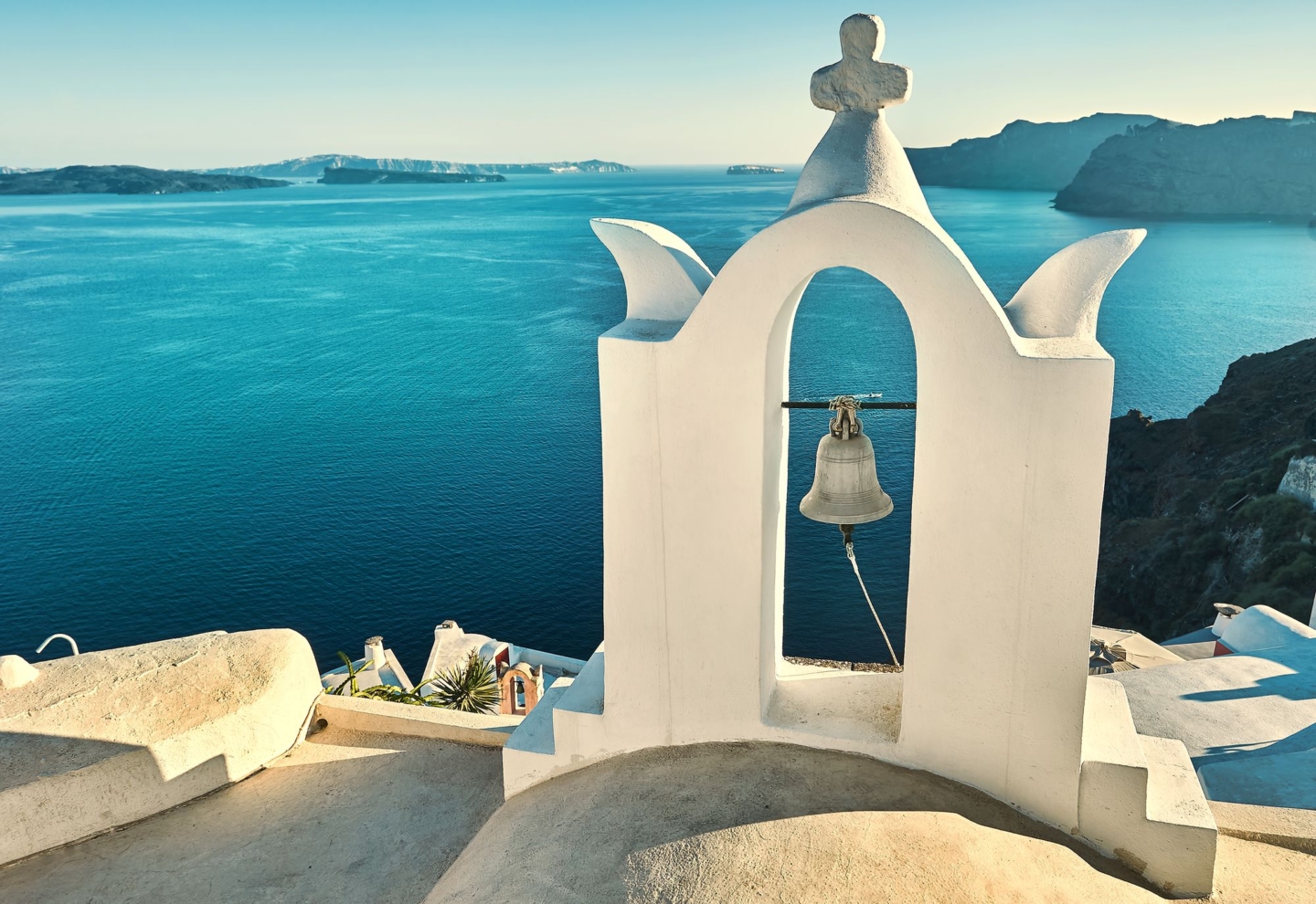 Seaview over the white terrace of Santorini, Cyclades,Greece